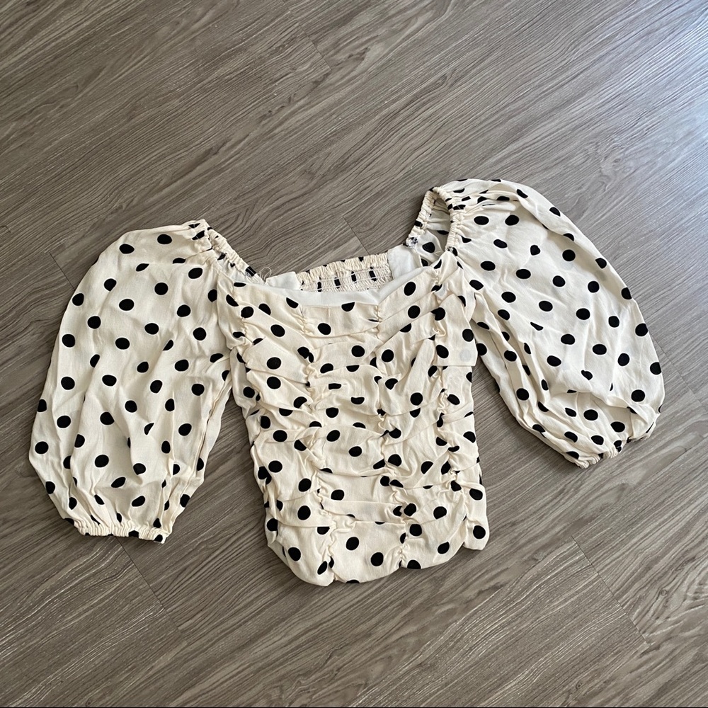 Polka Dot Puff Sleeve Top